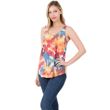 Tie Dye Sleeveless Round Hem Top