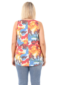 Tie Dye Sleeveless Round Hem Top