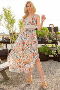 Orange Farm Clothing - Tie Back Floral Dress-2 Colors*: Off White Combo / Large