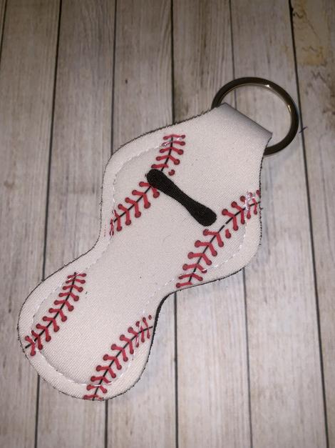Lip Balm Holder Key Chain - Baseball