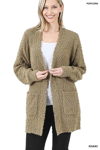 Balloon Sleeve Popcorn Cardigan