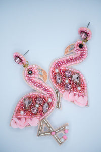 Flamingo Seed Bead Earrings in Light Pink