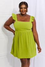 Sunny Days Empire Line Ruffle Sleeve Dress in Lime