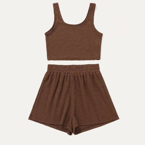 The Moment Waffle Knit Top and Shorts Loungewear Two-Piece Set