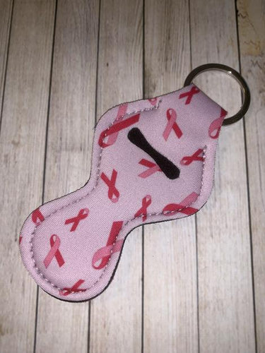 Lip Balm Holder Key Chain - Breast Cancer