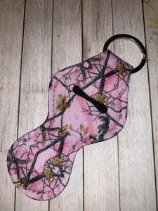 Lip Balm Holder Key Chain - Light Pink Camo